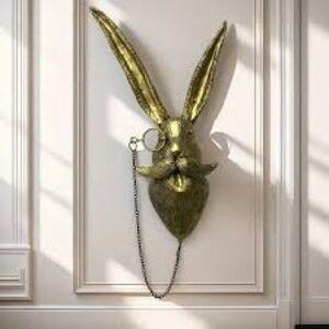 Whimsical Gold Rabbit Wall Hanging